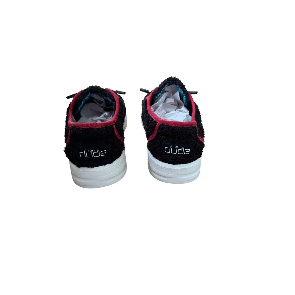 Hey Dude Karina Sherpa Moonless Sangria Black Red Slip On Sneakers Womens 7